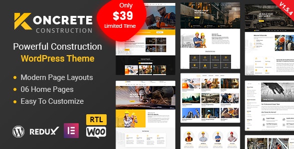 Koncrete v1.5.8 - Construction Building WordPress Theme