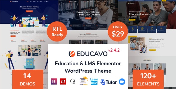 Educavo v2.7.2 - Online Courses &amp; Education WordPress Theme