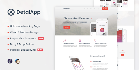 Detalapp v1.0 - App Unbounce Landing Page Template