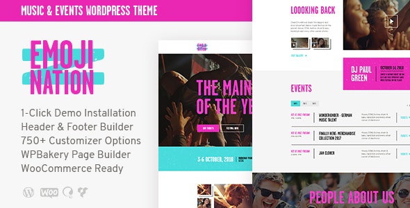 EmojiNation v1.0.2 - Night Club &amp; Concert Event WordPress Theme