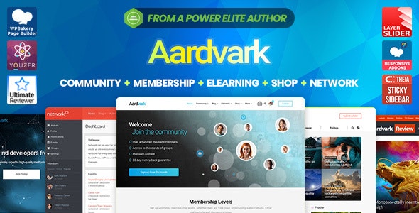 Aardvark v4.36 - Community, Membership, BuddyPress Theme