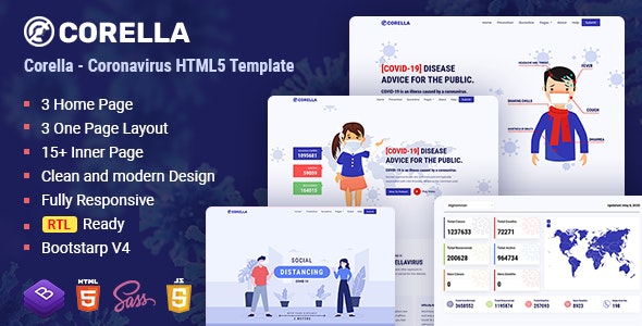Corella v1.0 - Coronavirus (COVID-19) Social Awareness And Medical Prevention Template