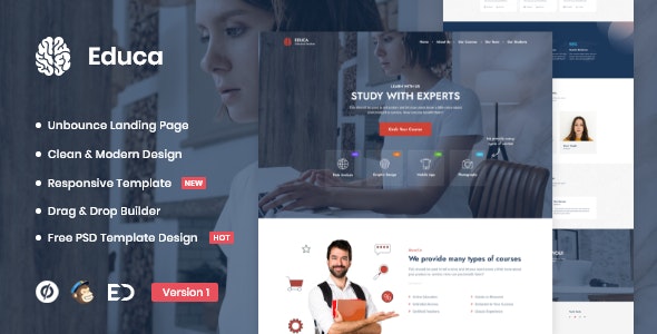 Educa v1.0 - Distance Education &amp; eLearning Unbounce Landing Page Template