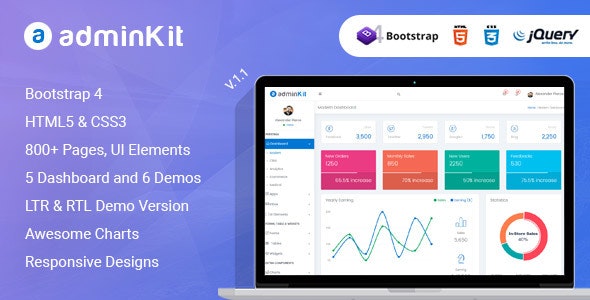 AdminKit v1.1 - Multipurpose Bootstrap 4.0 Admin Templates