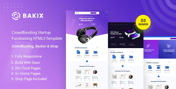 Bakix v1.0 - Crowdfunding Startup Fundraising HTML5 Template