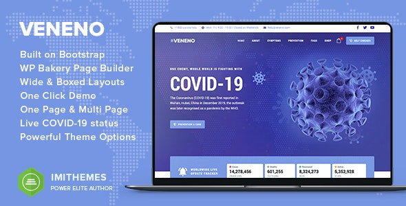 Veneno v1.4 - Coronavirus Information WordPress Theme