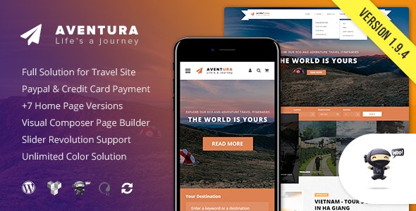 Aventura v1.9.4 - Travel & Tour Booking System Theme