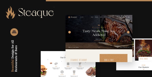 Steaque v1.0.0 - Restaurant and Cocktail Bar WordPress Theme