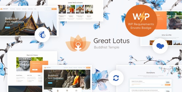 Great Lotus v1.3.1 - Oriental Buddhist Temple WordPress Theme + RTL