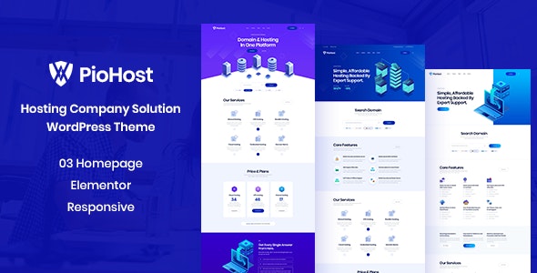 Piohost - Domain and Web Hosting WordPress Theme (16 December 2020)