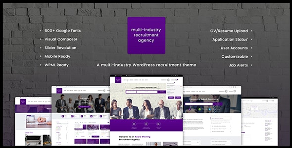 Recruitment Agency v1.1.2 - Multi Industry Responsive WordPress Theme