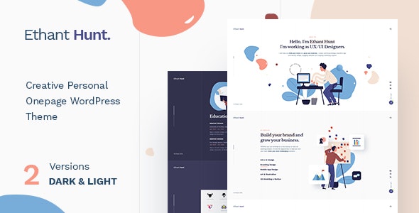 Ethant Hunt v1.0.1 - Personal Onepage WordPress Theme