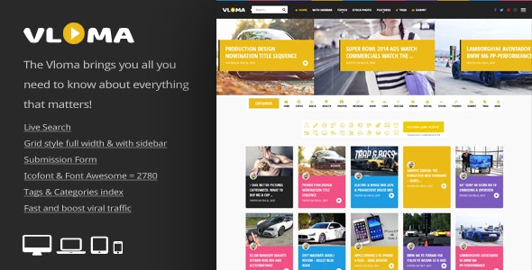 Vloma Grid v2.5 - A Responsive WordPress Video Blog Theme