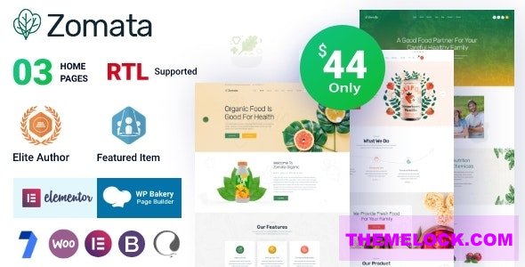 Zomata v1.0.8 - Organic Food WordPress Theme + RTL