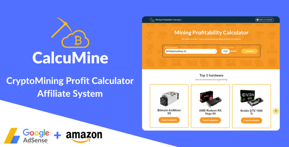 CalcuMine v1.2 - Cryptocurrency Mining Calculator & Amazon Affiliate System