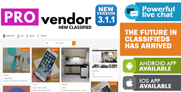 ProVendor v3.1.0 - New Model Classified - Desktop - Android - IOS