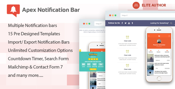 Apex Notification Bar v1.0.4 - Responsive Notification Bar Plugin for WordPress