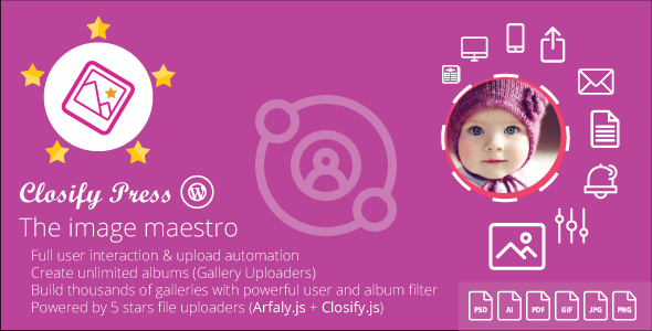 Closify Press v1.9.6 - Frontend photo upload + Live gallery builder