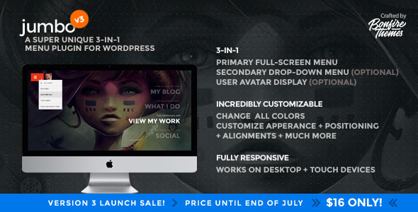Jumbo v3.1 - A 3-in-1 full-screen menu for WordPress
