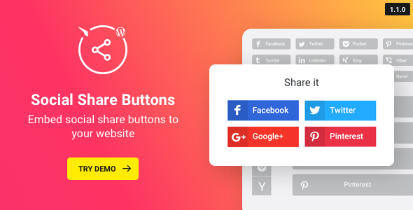 WordPress Social Share Plugin v1.1.0 - Share Buttons