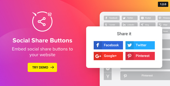 WordPress Social Share Plugin v1.2.0 - Share Buttons