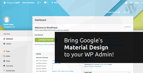 Material WP v0.0.47 - Material Design Dashboard Theme