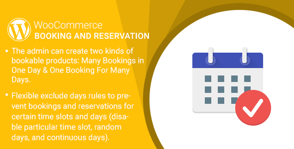 Booking And Reservation Plugin for WooCommerce v1.0