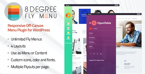 8Degree Fly Menu v1.0.8 - Responsive Off-Canvas Menu Plugin