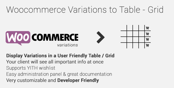 Woocommerce Variations to Table - Grid v1.3.10