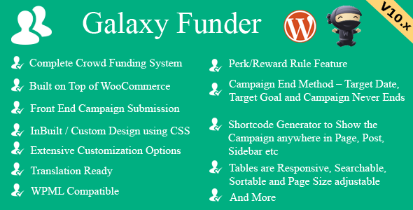 Galaxy Funder v10.9 - WooCommerce Crowdfunding System