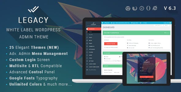 Legacy v6.3 - White label WordPress Admin Theme