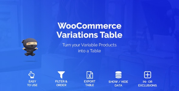 WooCommerce Variations Table v1.2.3