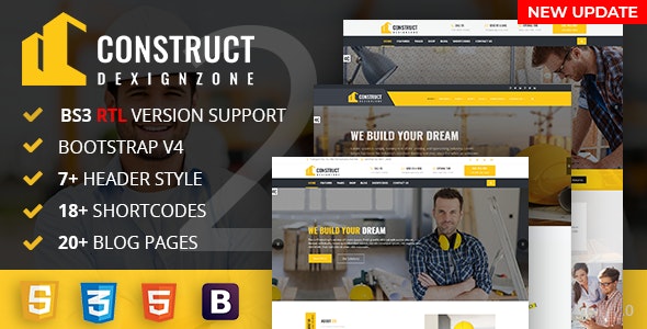 ConstructZilla v1.0 - Construction, Renovation &amp; Building Bootstrap 4 Template With RTL Ready