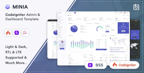 Minia v1.0 - CodeIgniter 4 Admin &amp; Dashboard Template